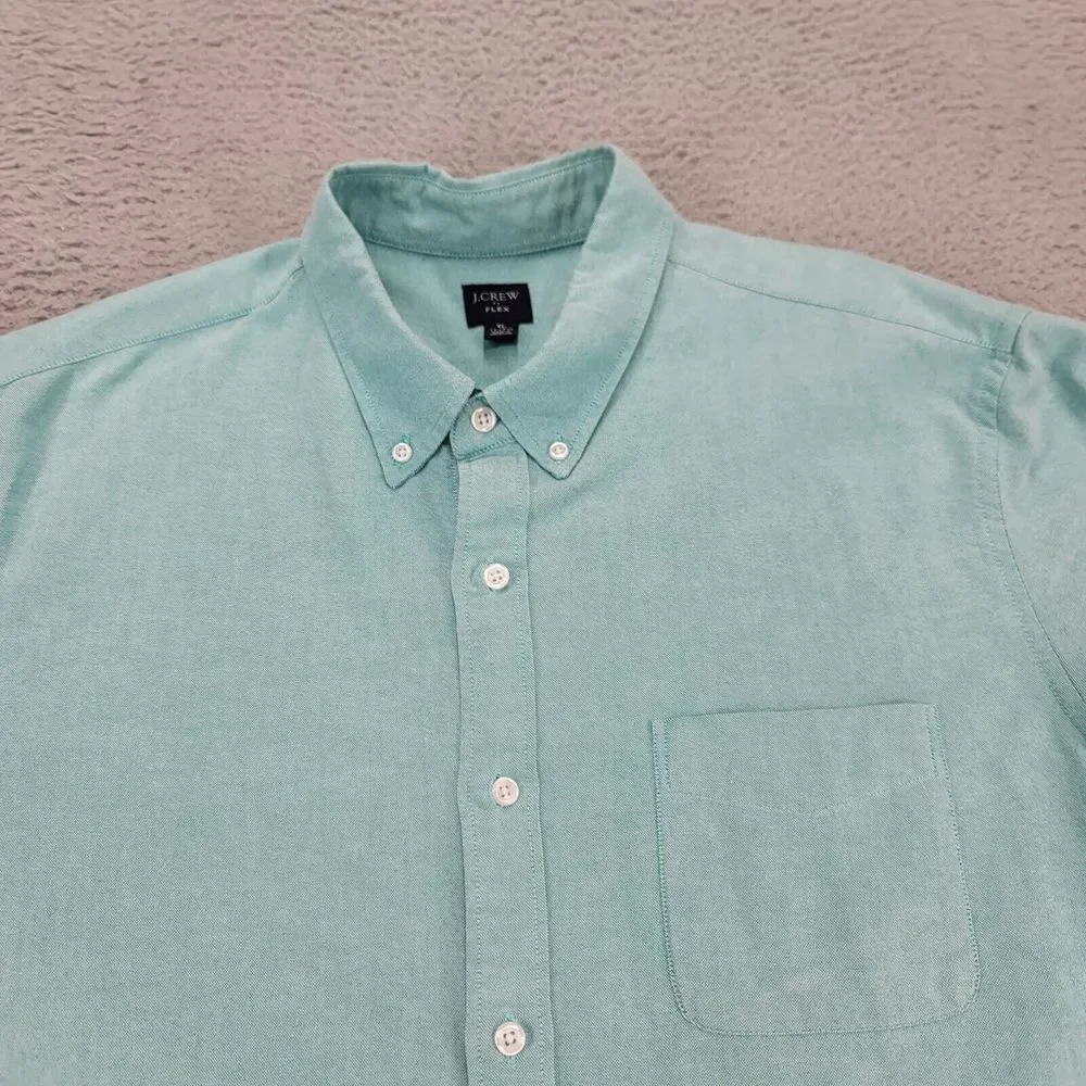 J. Crew Shirt Mens XL Green Flex Button Down Long Sleeve Pocket‎ Preppy Casual
